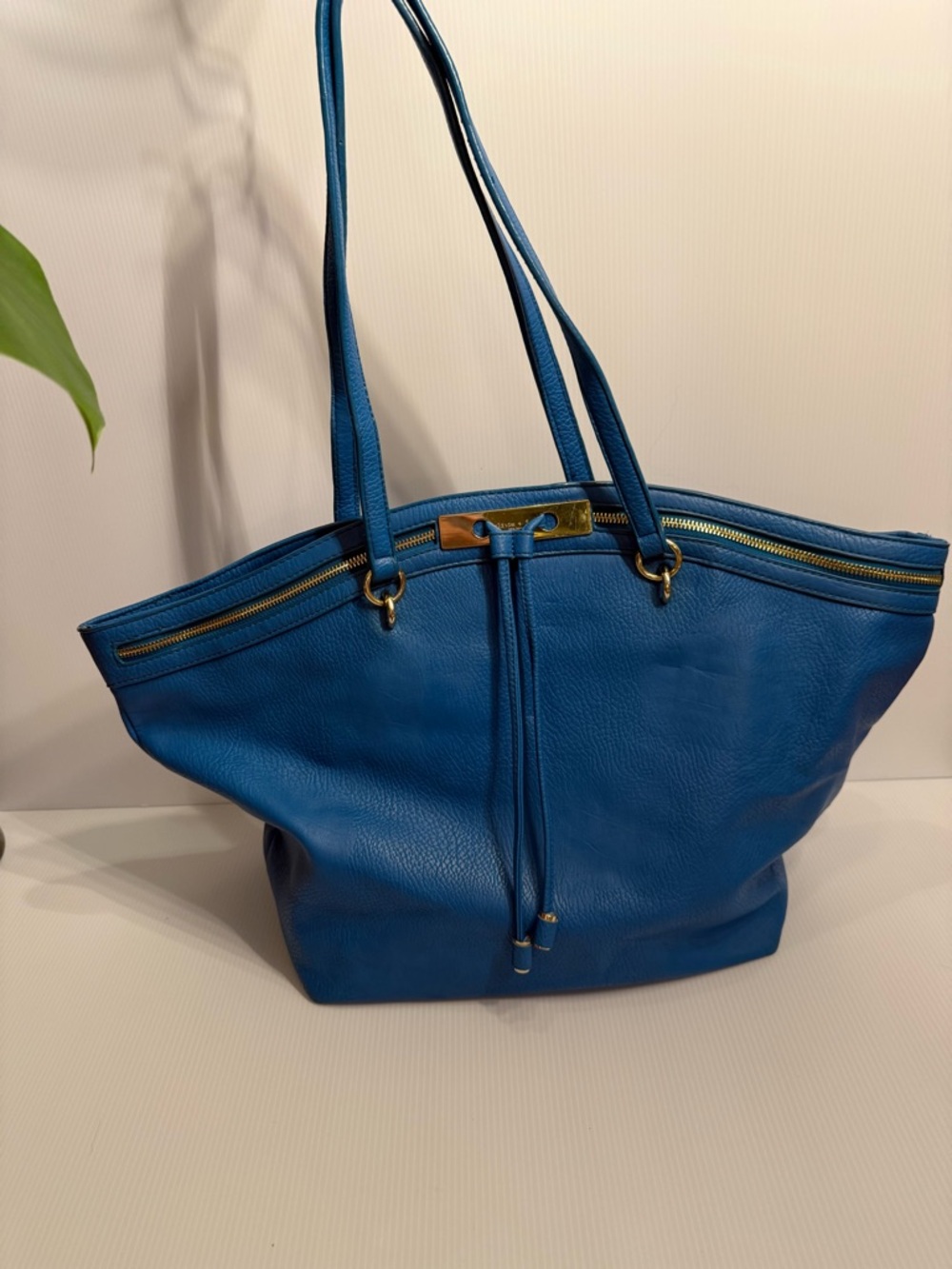 Olivia and Joy faux Leather Large Tote Bag with Gold Accents